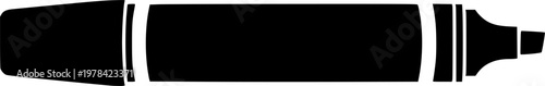 Black silhouette of a crayon marker on , simple flat design isolated on white background