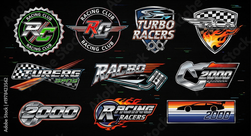Collection of Racing Car Club Logos and Emblems.