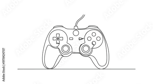 Minimalist Line Art Video Game Controller Icon, Single Continuous Line Drawing