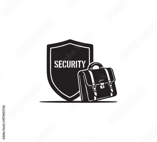 Security Shield Protecting a Business Briefcase Icon.