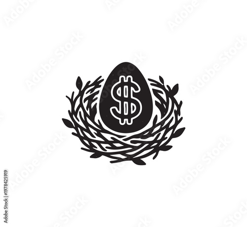Nest Egg Symbol Representing Financial Security and Savings.