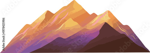 Mountain range landscape with colorful sunset gradient hues