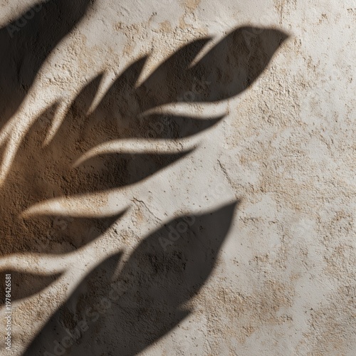 Brutalist Plaster Wall with Projected Shadow, Minimal Background for Copy Space, Editorial Design