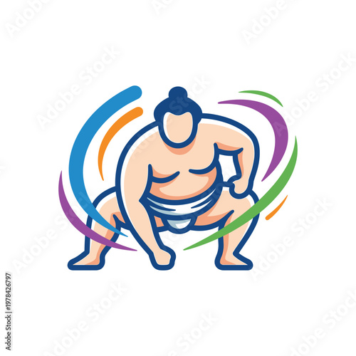 Dynamic Sumo Wrestler Icon Embodying Strength and Tradition with a Vibrant Dreamlook, Perfect for Sports and Cultural Design Projects