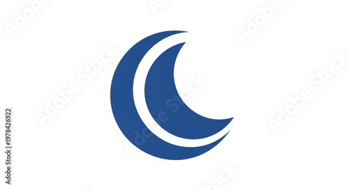 Simple blue crescent moon icon for night and sky themed designs