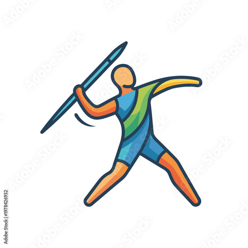 Athletic Javelin Thrower Performing a Dynamic Action in Sports Competition