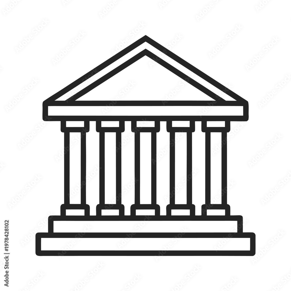 Fototapeta premium Bank Building Outline Vector Icon