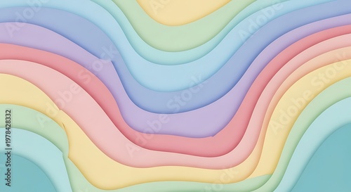 Soft pastel curves layered in a wavy pattern with colorful hues for backgrounds or design elements