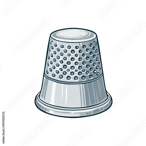 Classic metal thimble with textured dimples for sewing and crafting protection