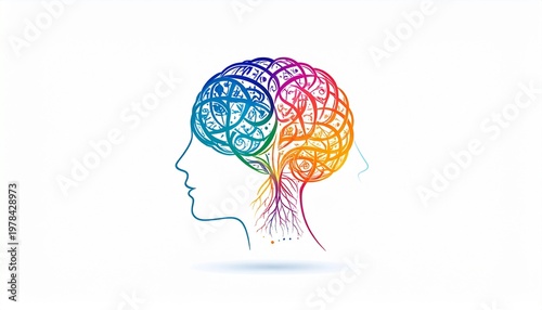 Colorful Brain Illustration - Creativity, Intelligence, and Mental Health Concept.