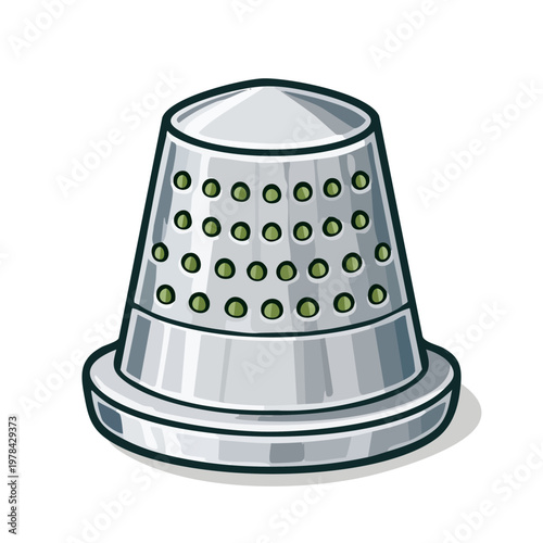 Shiny Metal Thimble with Perforations for Sewing and Crafting