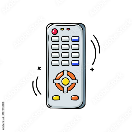 Handheld electronic device remote control with numerous buttons and directional pad