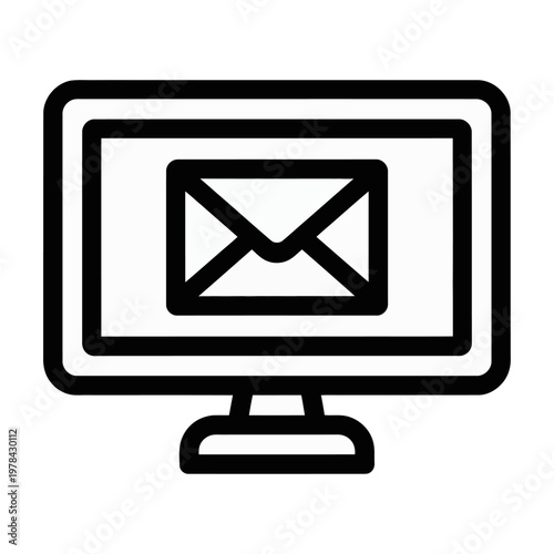 Vector of an email icon displayed on a computer screen