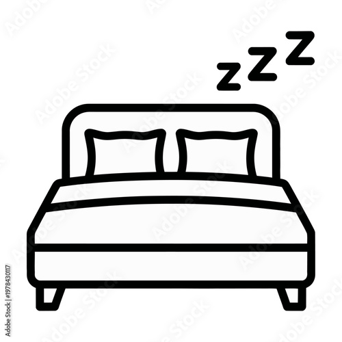 Vector of a neatly made bed with two pillows and sleep symbols above