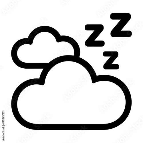 Vector of clouds with sleep symbols indicating restfulness