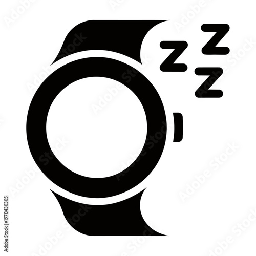 Vector of a smartwatch displaying sleep mode with zzzs
