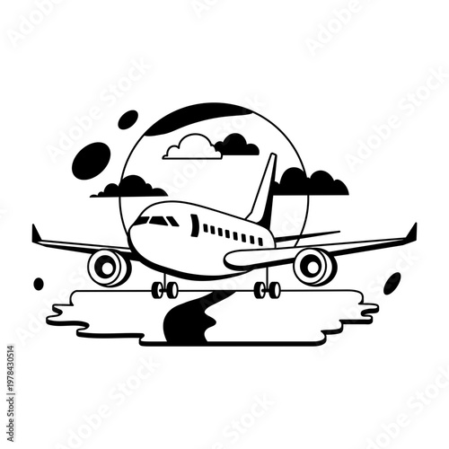 A glyph style illustration of aeroplane 

