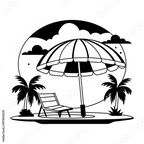 A glyph illustration shows a beach umbrella 

