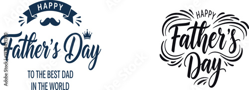 Elegant father's day typography with flourishes and mustache design