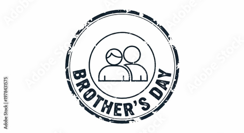 Circular stamp icon featuring two brothers for Brother Day celebration