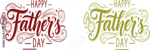 Festive father's day typography two decorative lettering designs