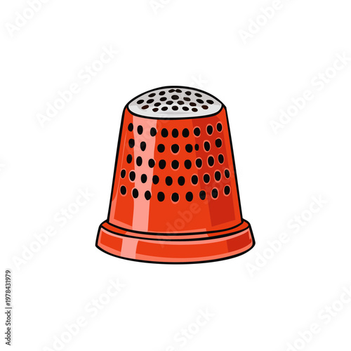 Orange sewing thimble with perforations for protection during crafting