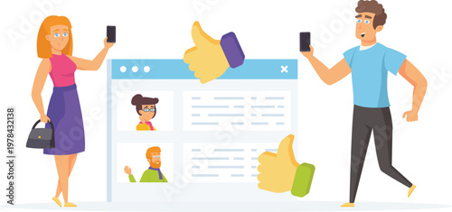 Two cheerful individuals enjoying a digital device together