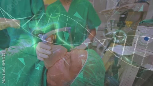 Animation of dna strand and data processing over diverse surgeons at operating theatre
