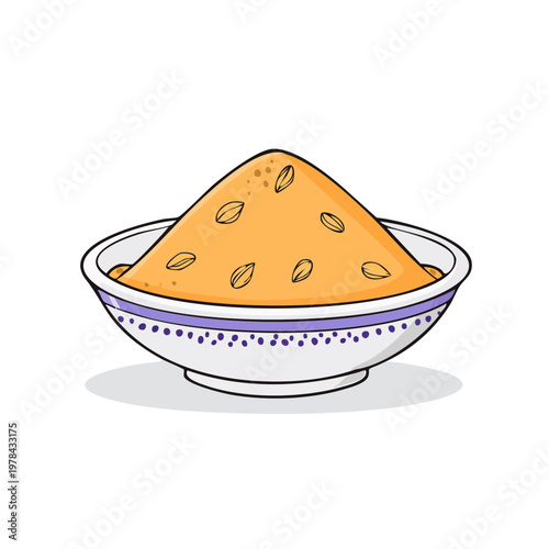 Bowl of golden turmeric powder with visible seeds a vibrant spice for cooking and health