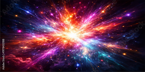 A glowing purple nebula swirls through a dark cosmic sky, creating an abstract space background where bright stars and energy patterns ignite the black universe in a motion of light