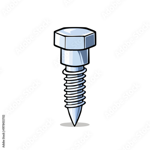 Metal Hex Head Lag Screw With Sharp Pointed Threaded End For Construction And Repair