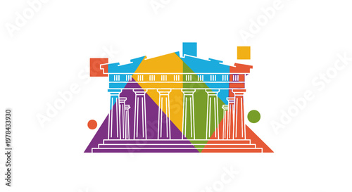 Colorful illustration of building architecture.