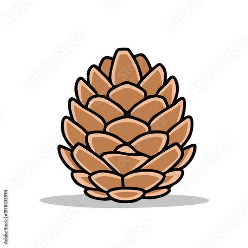 Stylized Brown Pinecone Illustration Isolated on White Background Natural Element