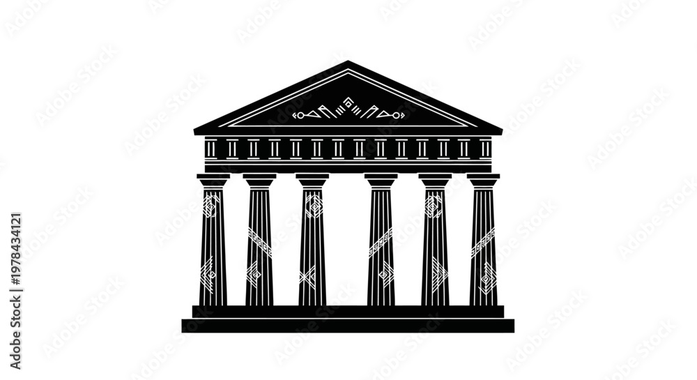 Fototapeta premium Ancient Greek Temple Front Facade Architecture.