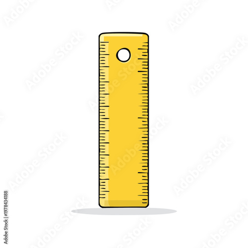Yellow ruler for measuring and drawing with inch and centimeter markings