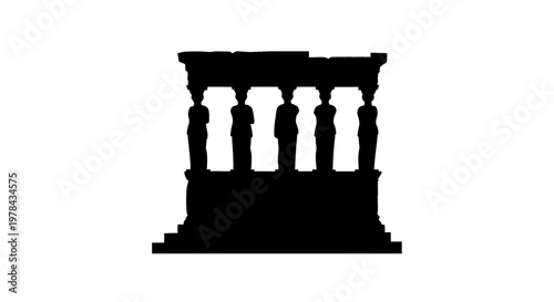 Black Silhouette of Ancient Columns.