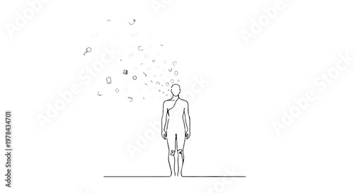 man with creative ideas and thoughts floating above head