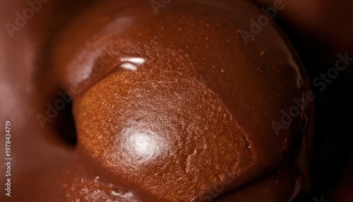Close-up of a shiny, smooth brown surface with a glossy texture.