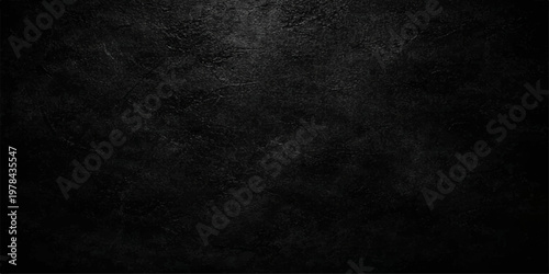 Dark grunge black and white texture with an old gray concrete wall pattern creates a vintage rough surface backdrop for a blank dark chalkboard design
