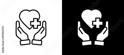 Health Care Icon Set In Black And White Filled Style Collection