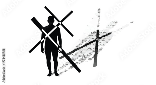 man silhouette with crossed windmills renewable energy protest