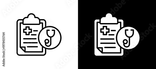 Medical Diagnosis Icon Set In Black And White Filled Style Collection
