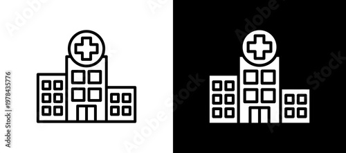 Emergency Room Icon Set In Black And White Filled Style Collection