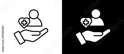 Patient Care Icon Set In Black And White Filled Style Collection