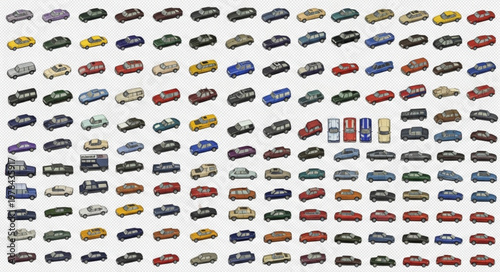 Collection of toy cars in various colors and models.