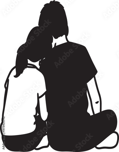 Two individuals sharing a comforting embrace while sitting down together