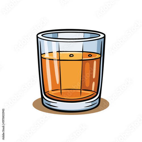 Refreshing amber liquid in a clear glass tumbler with subtle bubbles illustration