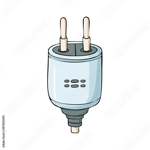 Simple illustration of a white European electrical power plug with two round prongs