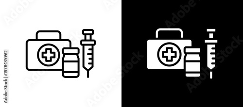 Medical Supplies Icon Set In Black And White Filled Style Collection