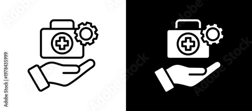 Medical Treatment Icon Set In Black And White Filled Style Collection